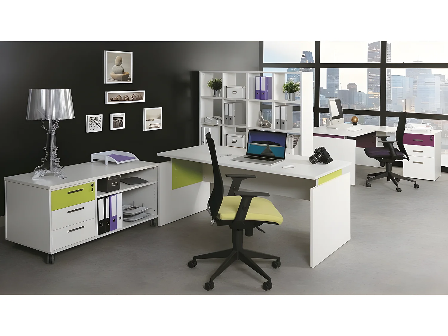 Armoire Haute de Bureau 2 Portes Blanche INEO