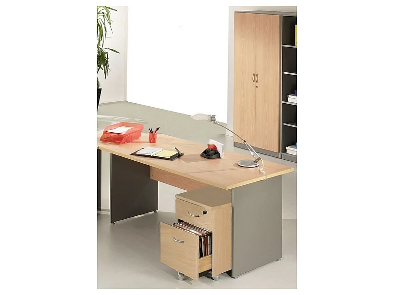 Pack Bureau + Caisson + Armoire Hêtre Alu