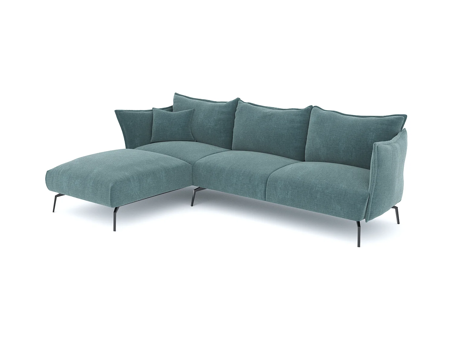 Canapé d'angle gauche velours à motifs bleu océan