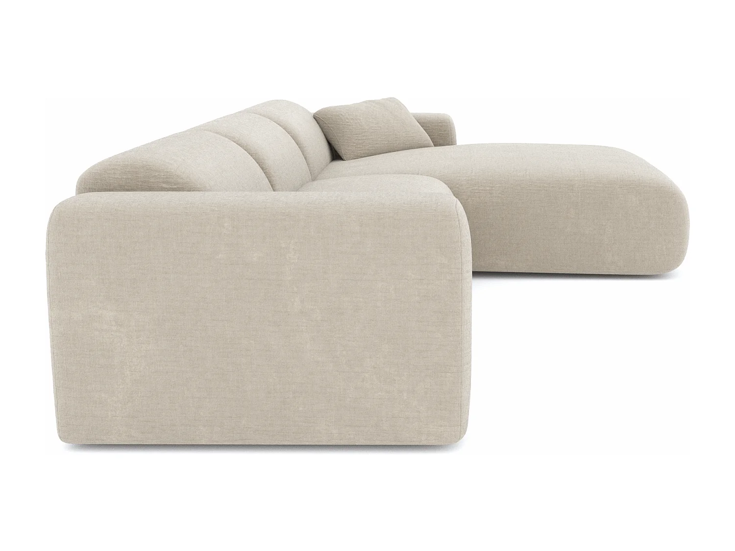 Canapé grand angle droit velours à motifs beige