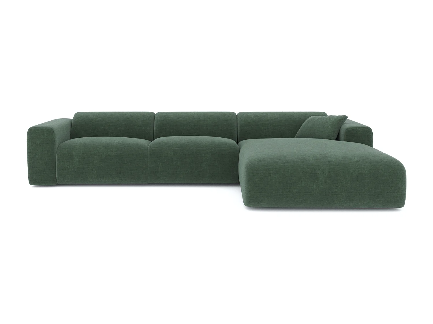 Canapé grand angle droit MYRA 5 places en velours texturé vert sapin