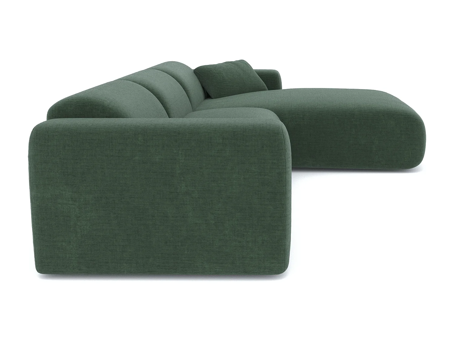 Canapé grand angle droit MYRA 5 places en velours texturé vert sapin
