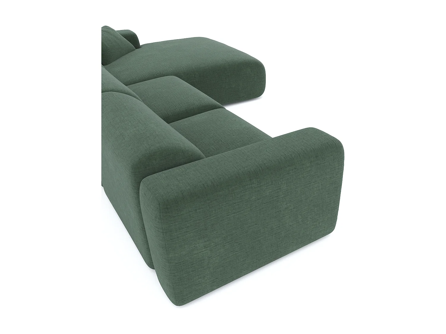 Canapé grand angle droit MYRA 5 places en velours texturé vert sapin
