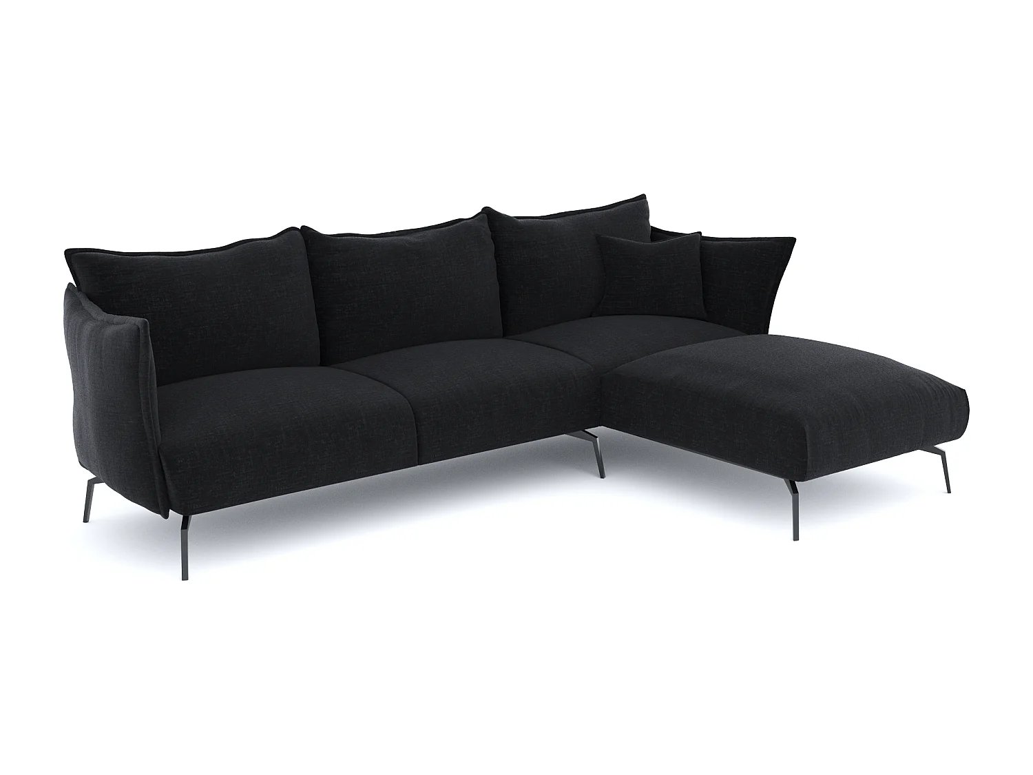 Canapé d'angle droit velours texturé noir