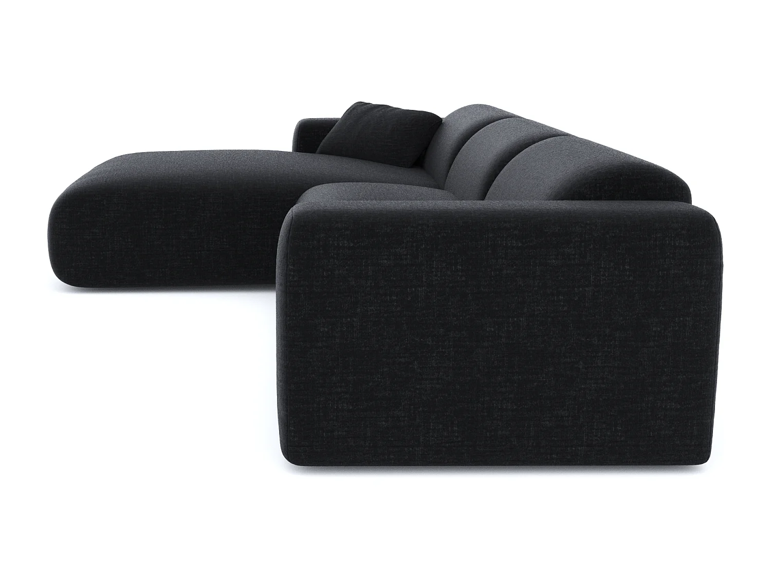 Canapé grand angle gauche velours à motifs anthracite MYRA