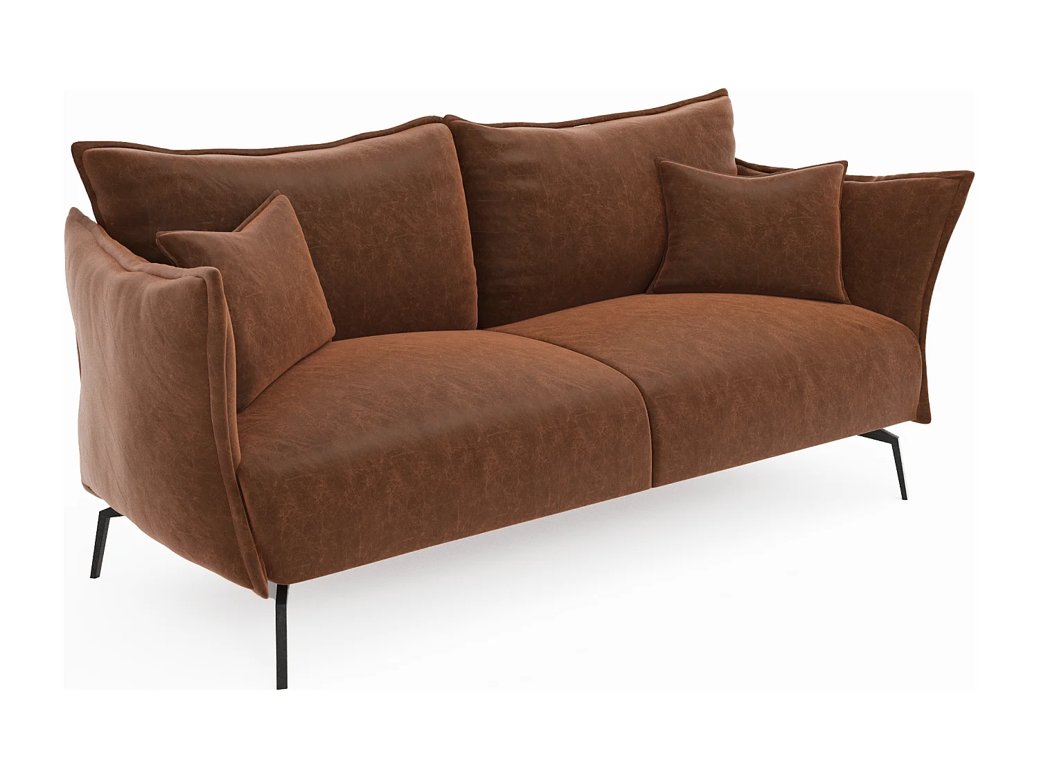 Canapé 3 places tissu effet cuir vintage cognac