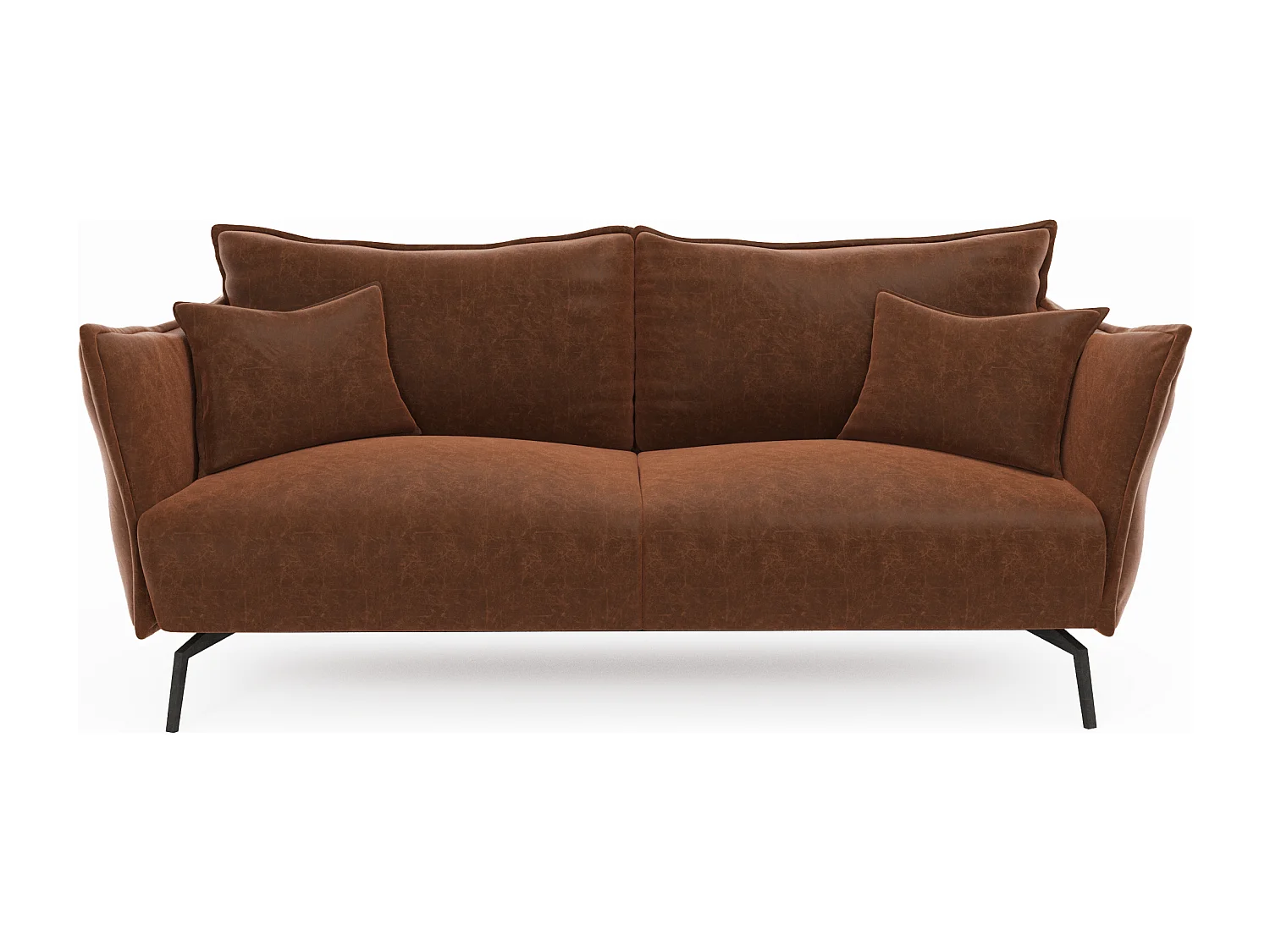 Canapé 3 places tissu effet cuir vintage cognac