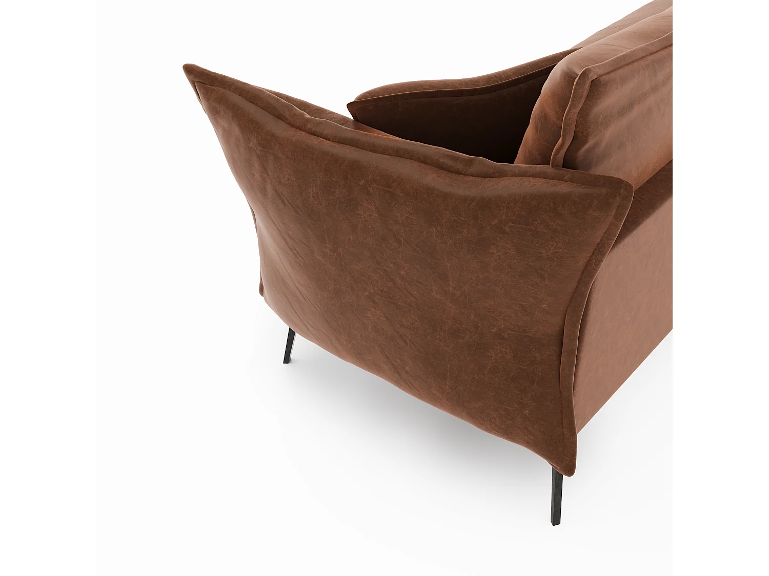 Canapé 3 places tissu effet cuir vintage cognac