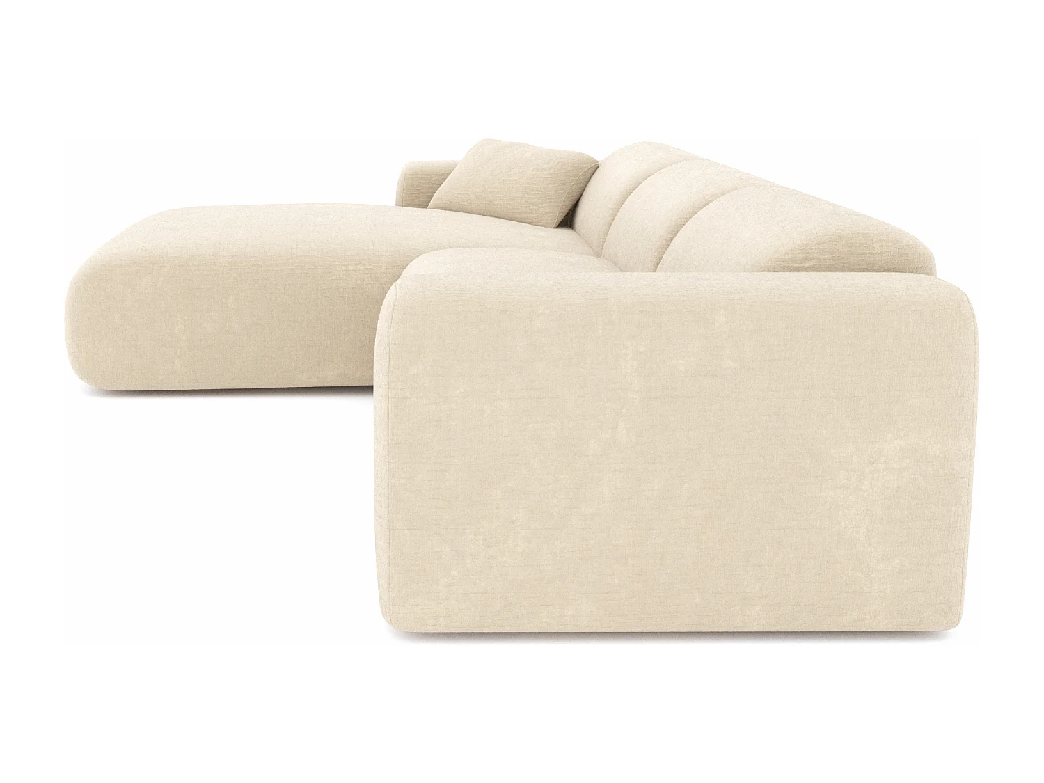 Canapé grand angle gauche velours à motifs crème MYRA