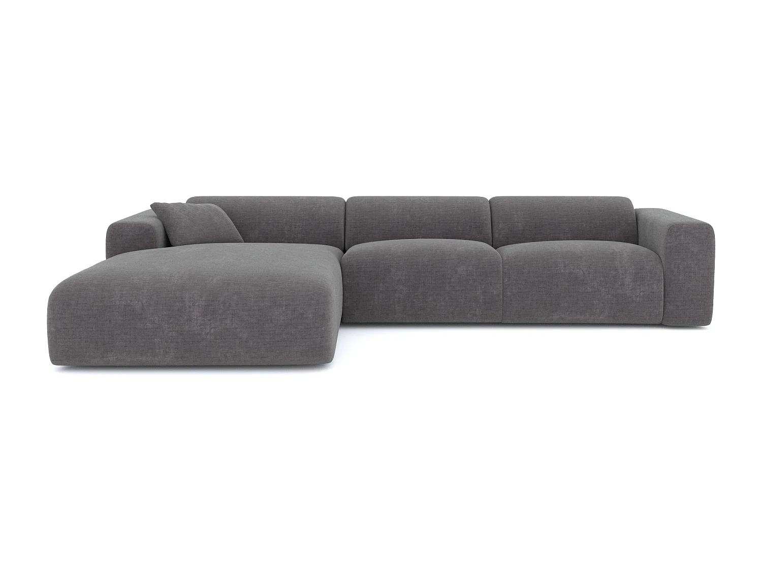 Canapé grand angle gauche velours à motifs gris MYRA