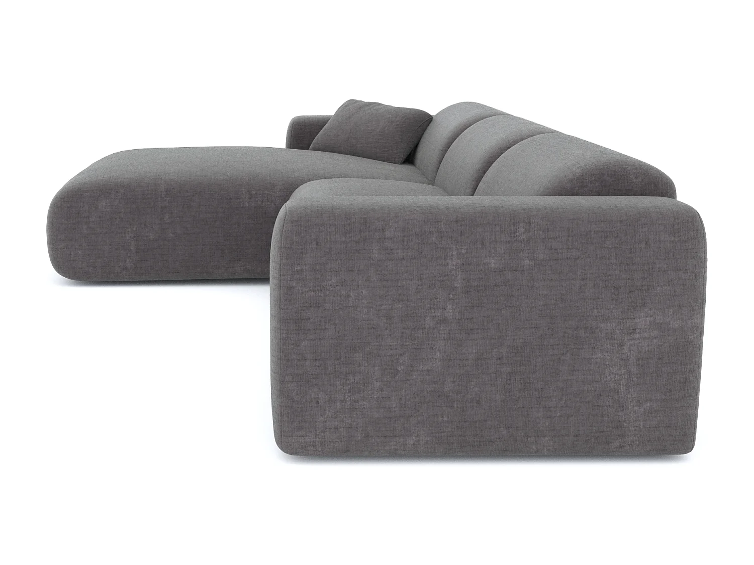 Canapé grand angle gauche velours à motifs gris MYRA