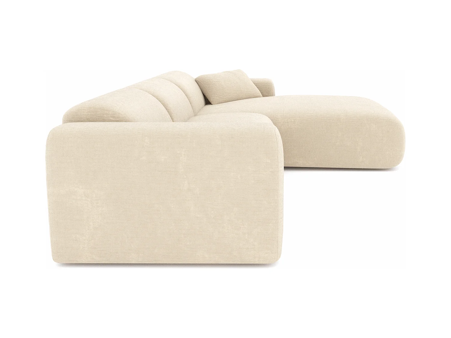 Canapé grand angle droit velours à motifs crème MYRA