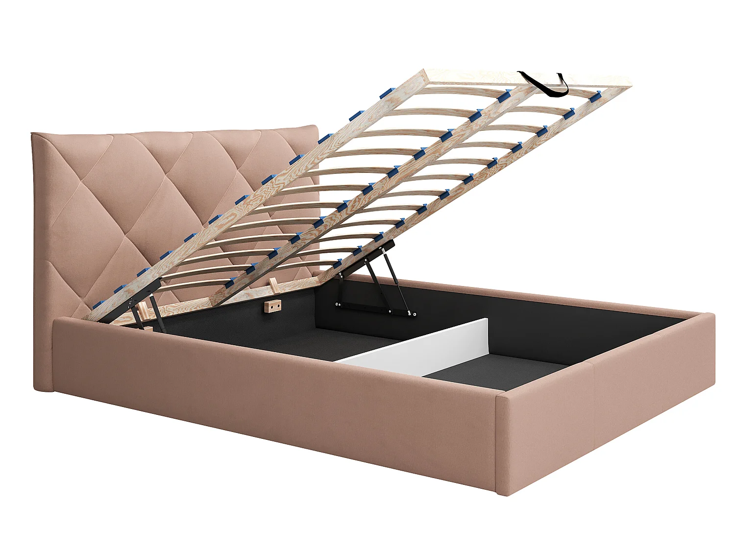 Lit coffre 160 x 200 cm - Velours - Beige + Matelas - STARI