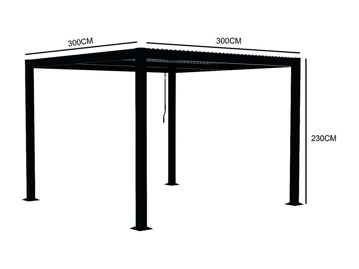 Pergola bioclimatique grise 3x3 m MILOS