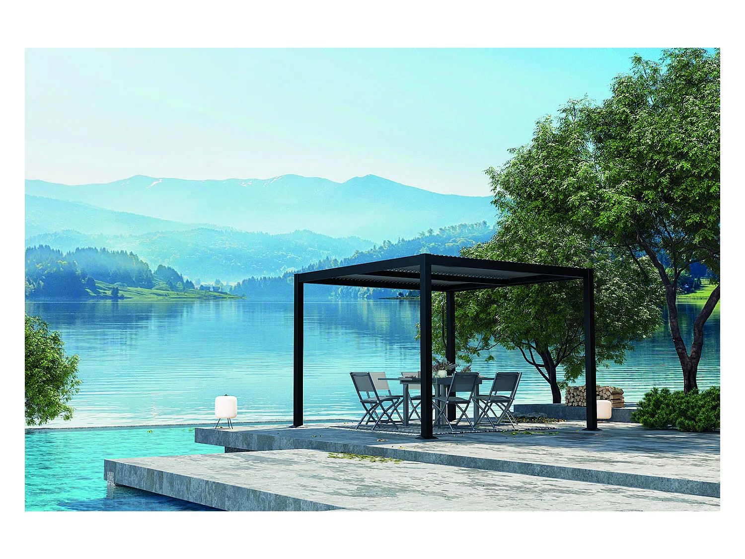 Pergola bioclimatique grise 3x3 m MILOS