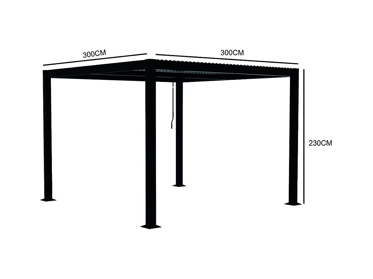 Pergola bioclimatique grise 3x3 m MILOS