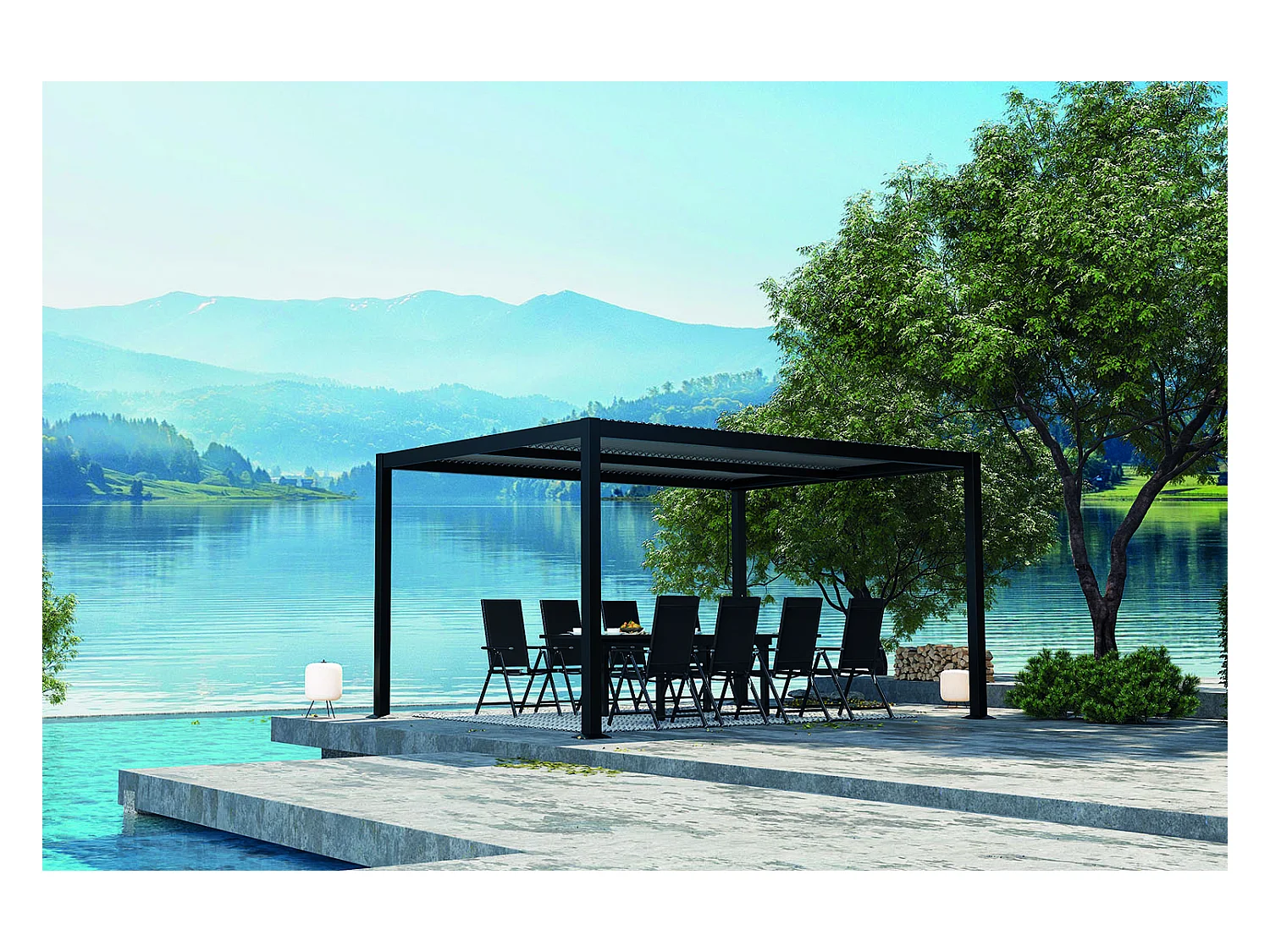 Pergola bioclimatique grise 3x4 m MILOS