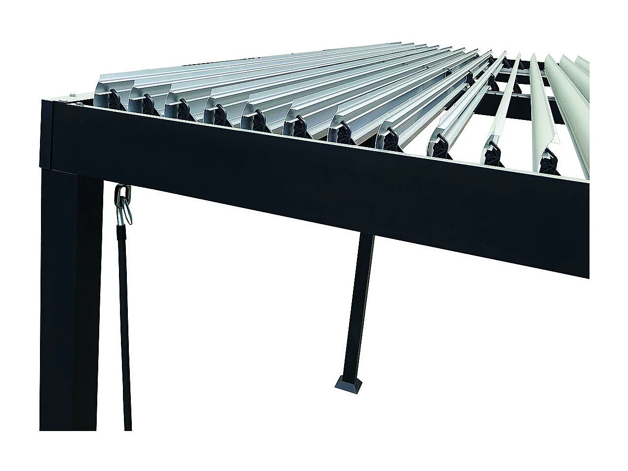 Pérgola Bioclimática 3x4 m Cinza MILOS Alumínio Lâminas Orientáveis - Fácil de Manter - Proteção Contra Chuva e Sol