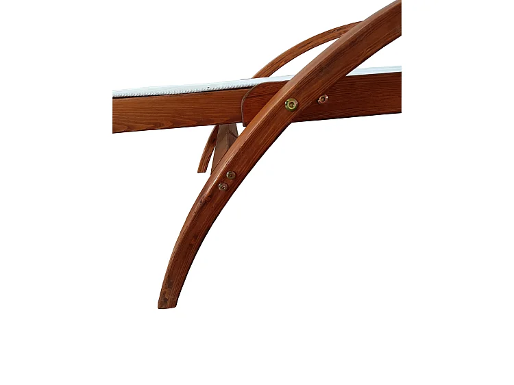 Transat en bois et toile PVC blanc NAARI