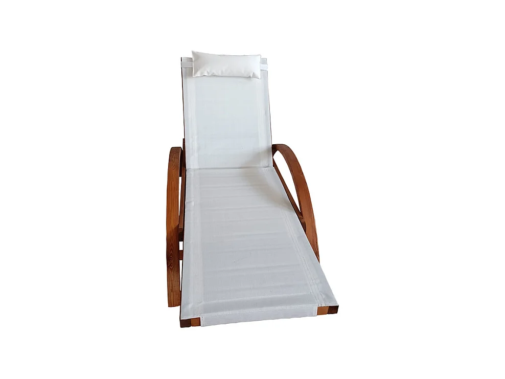 Transat en bois et toile PVC blanc NAARI