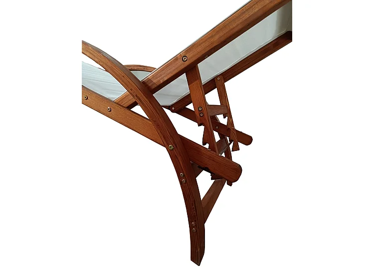 Transat en bois et toile PVC blanc NAARI