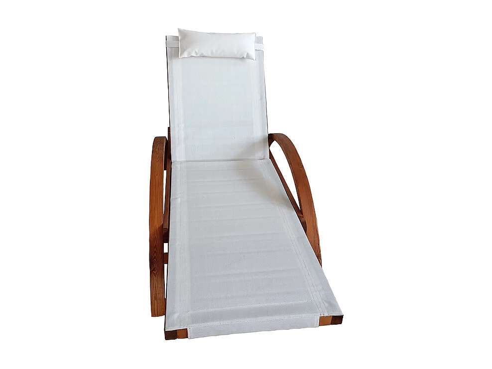 Transat en bois et toile PVC blanc NAARI