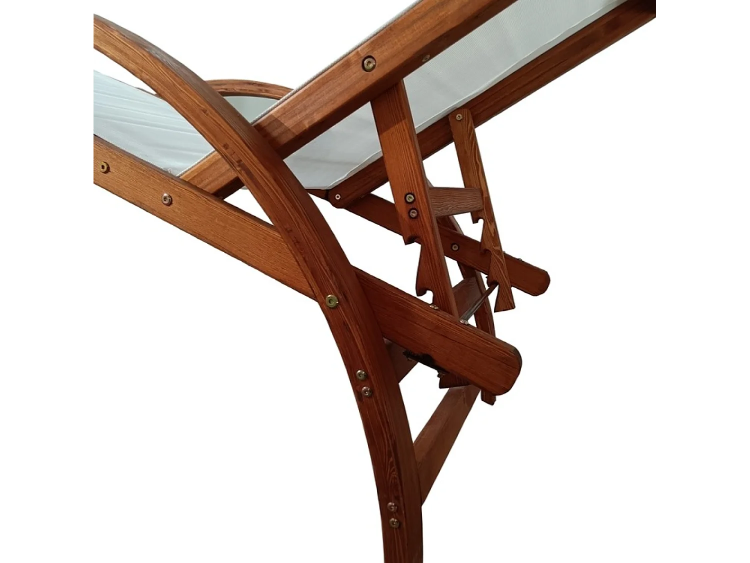 Transat en bois et toile PVC blanc NAARI