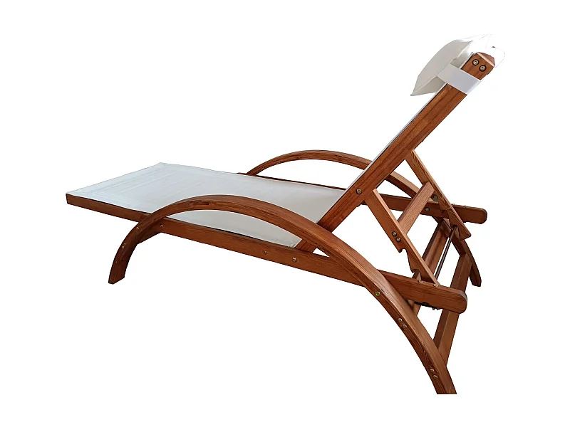 Tumbona de madera y textileno blanco NAARI