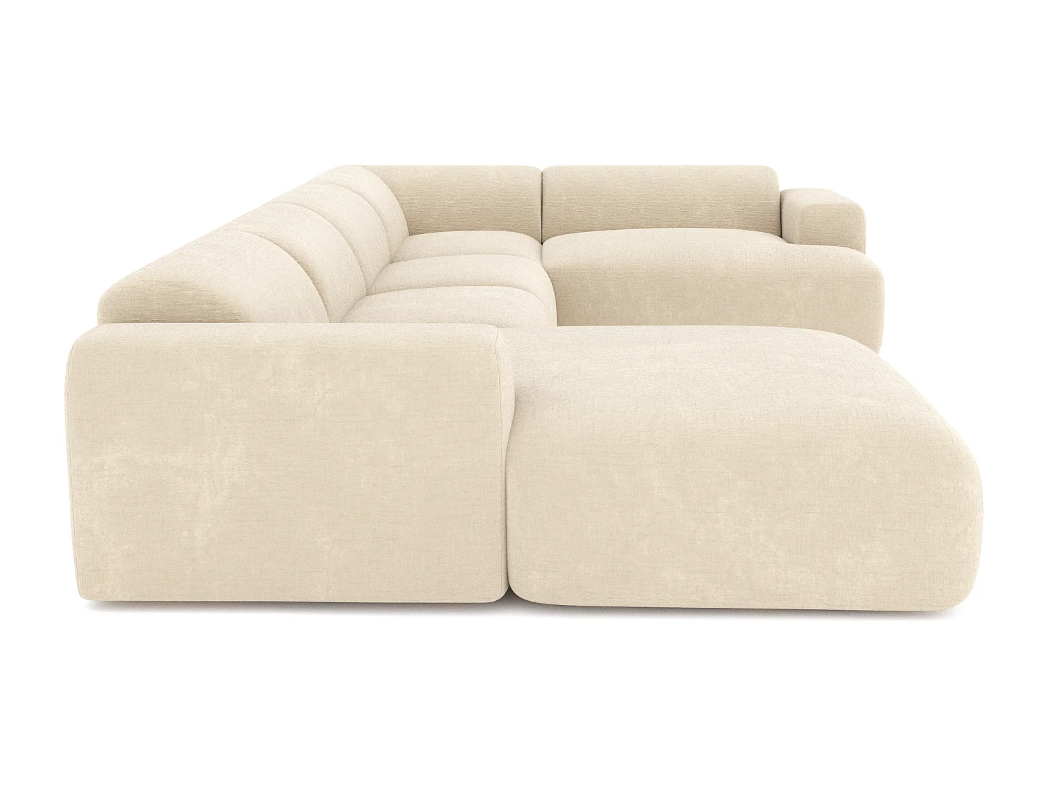 Canapé panoramique gauche velours à motifs crème MYRA