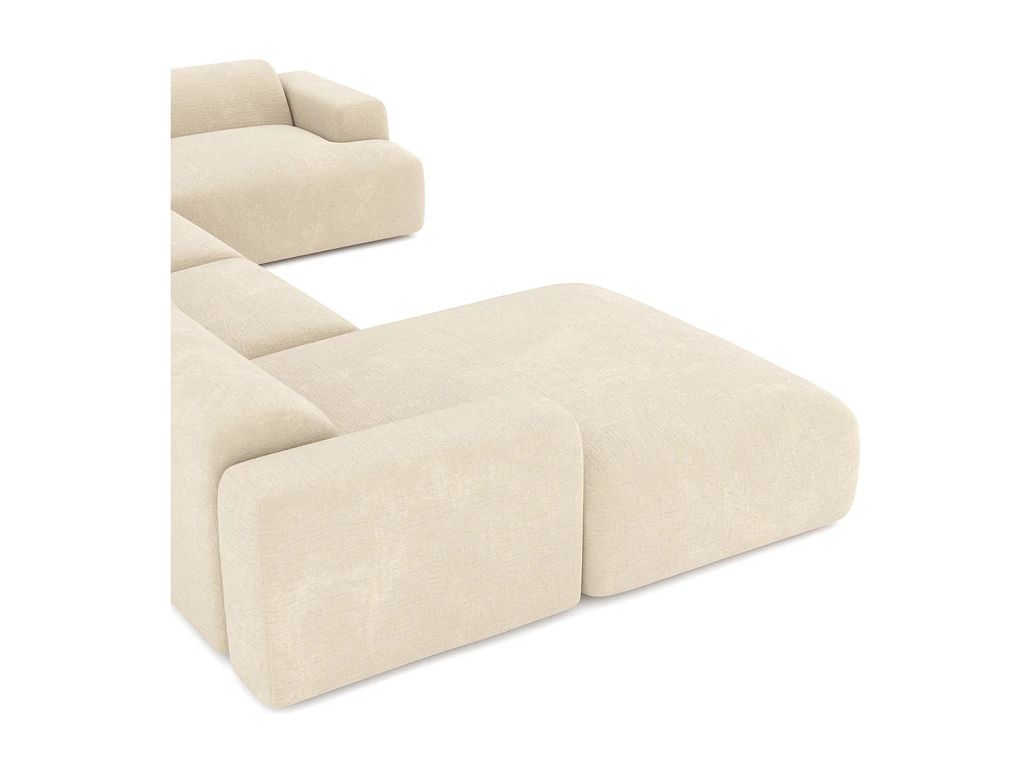 Canapé panoramique gauche velours à motifs crème MYRA