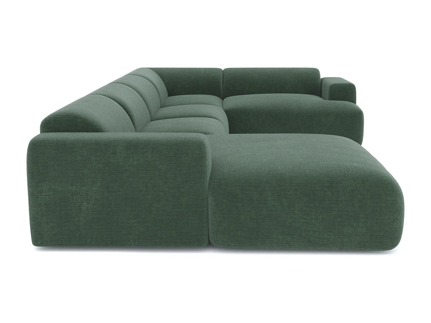 Canapé panoramique 7 places gauche velours à motifs vert émeraude MYRA