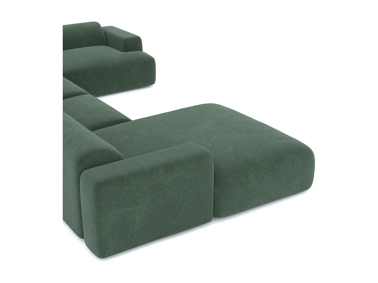 Canapé panoramique 7 places gauche velours à motifs vert émeraude MYRA