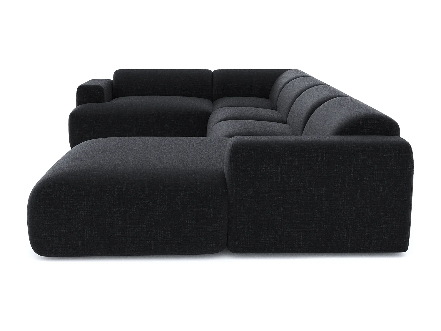 Canapé panoramique 7 places droit velours à motifs anthracite MYRA