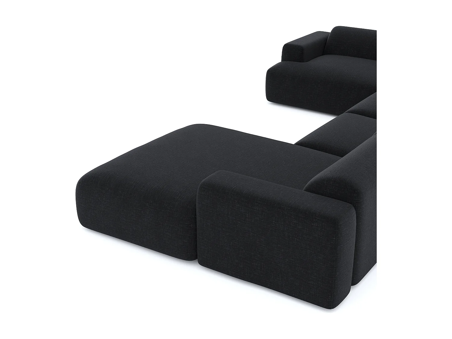 Canapé panoramique 7 places droit velours à motifs anthracite MYRA