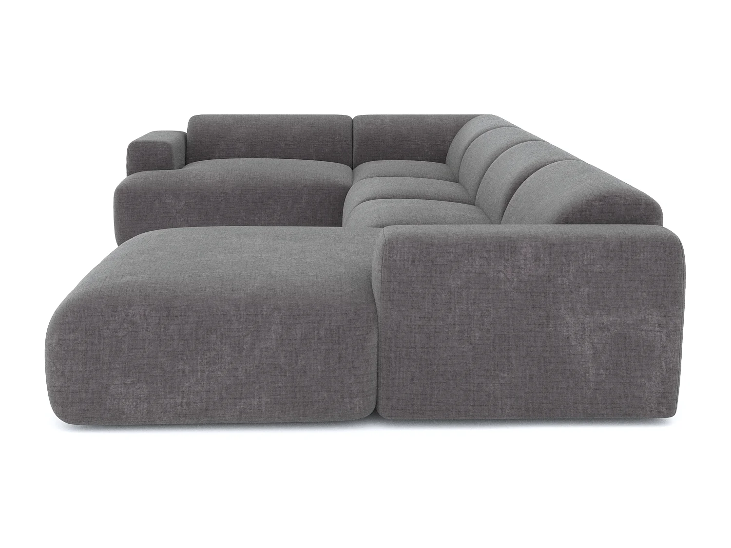 Canapé panoramique 7 places droit velours à motifs gris MYRA