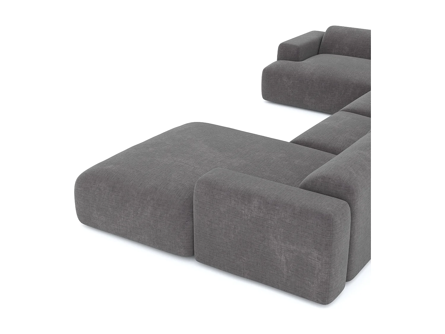 Canapé panoramique 7 places droit velours à motifs gris MYRA