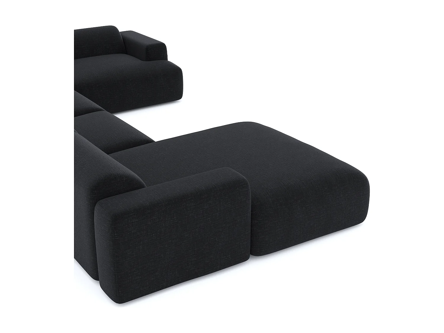 Canapé panoramique 7 places gauche velours à motifs anthracite MYRA