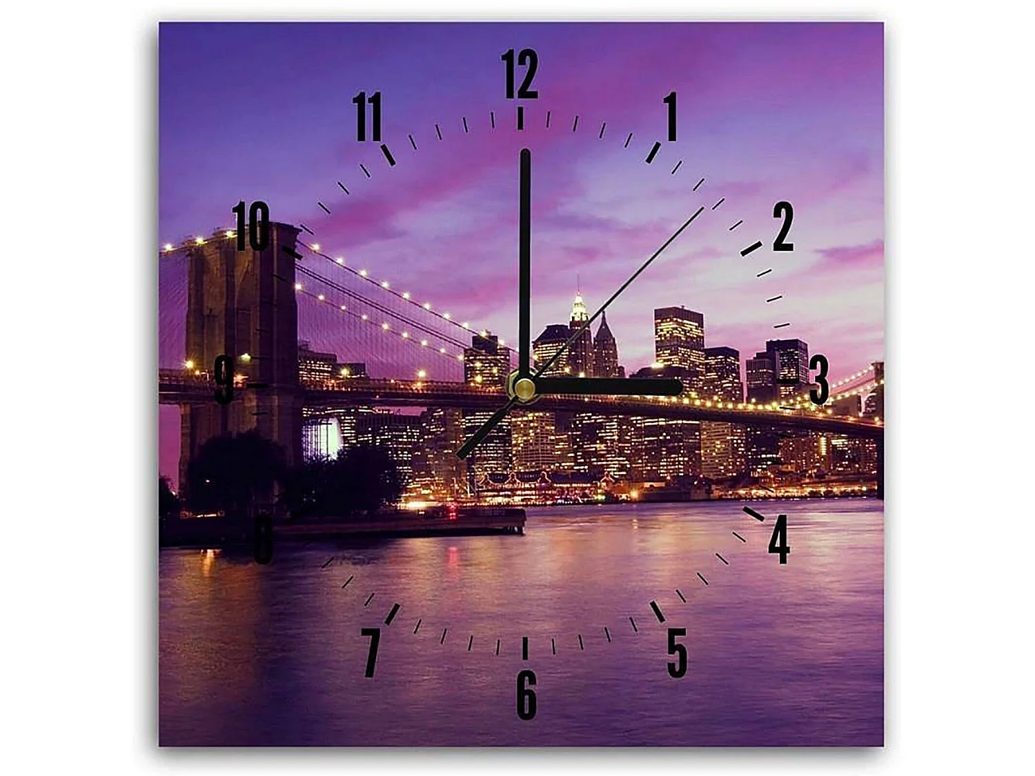 Horloge Murale Panoramique Ville Lumineuse Design Urbain - 40 x 40 cm