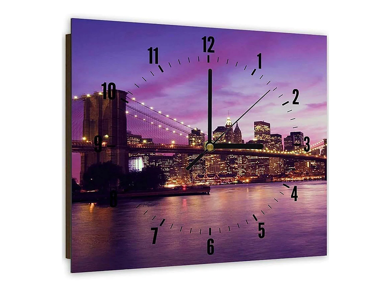 Horloge Murale Panoramique Ville Lumineuse Design Urbain - 40 x 40 cm