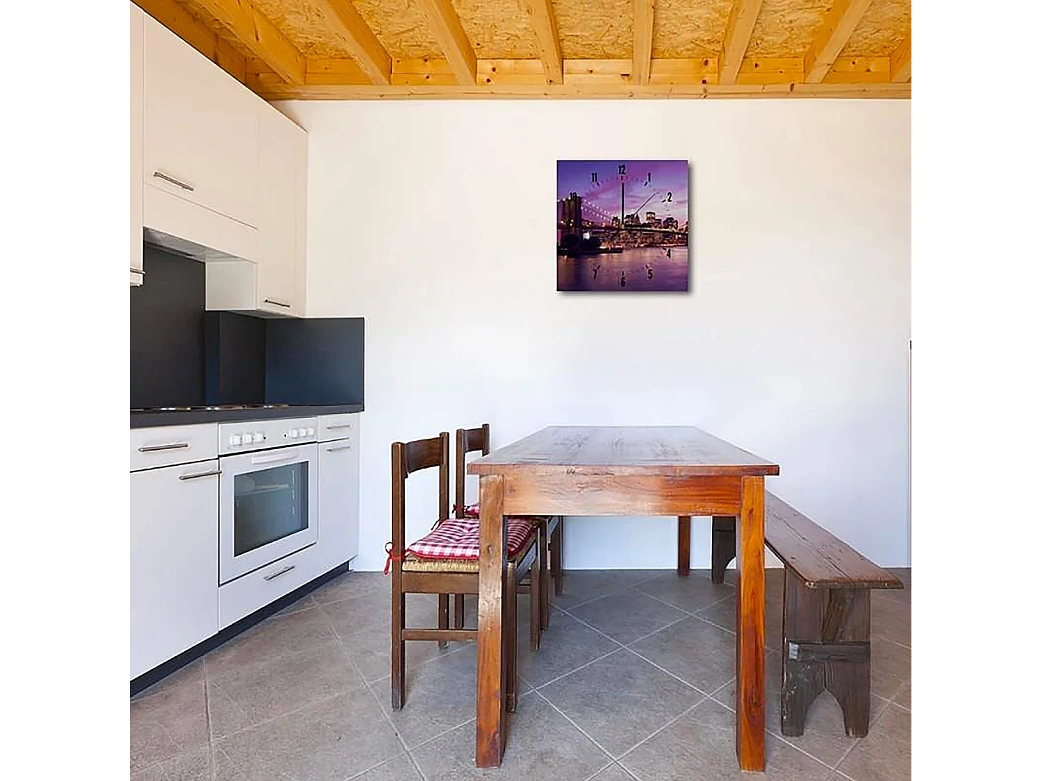 Horloge Murale Panoramique Ville Lumineuse Design Urbain - 40 x 40 cm