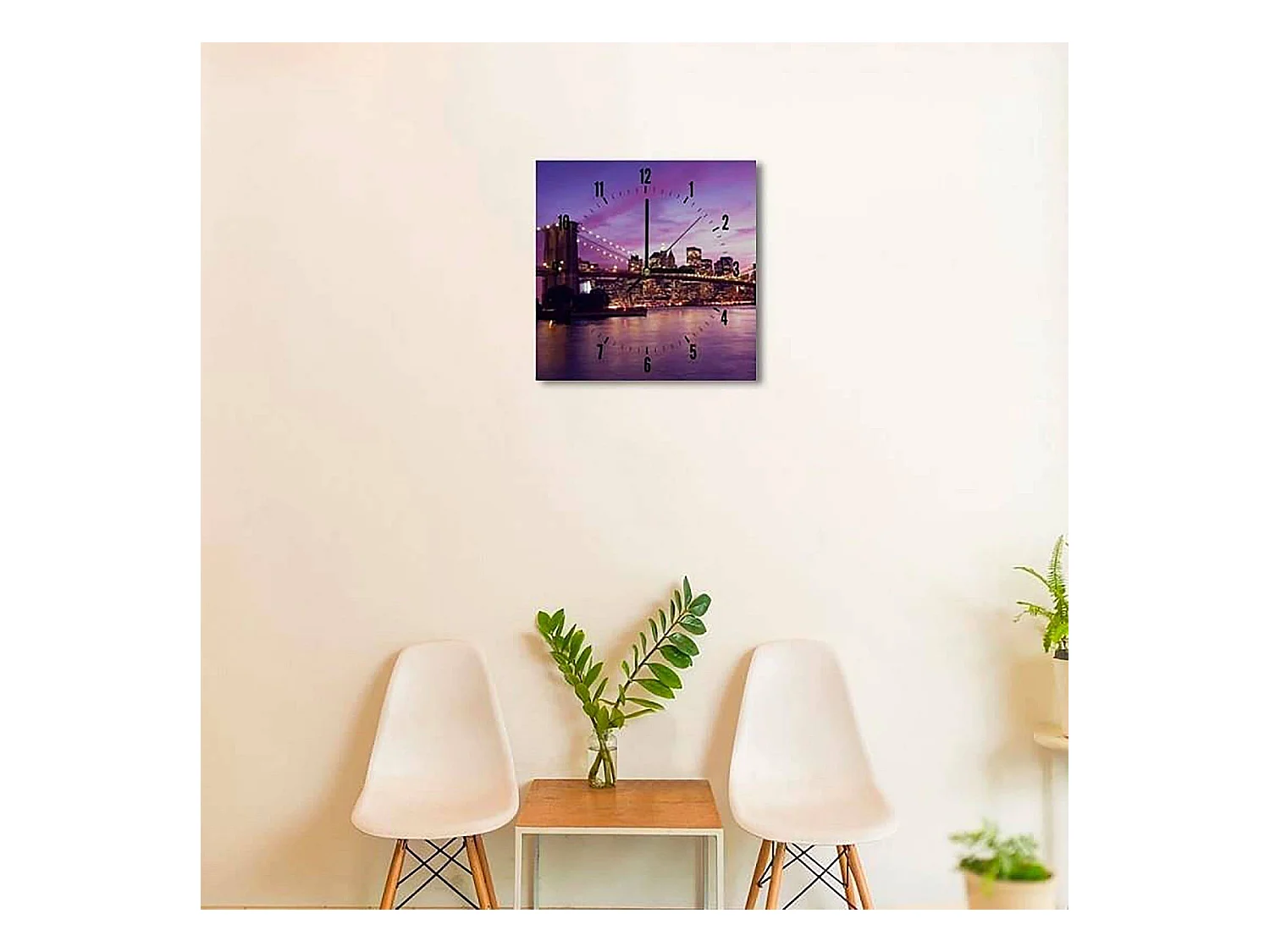 Horloge Murale Panoramique Ville Lumineuse Design Urbain - 40 x 40 cm