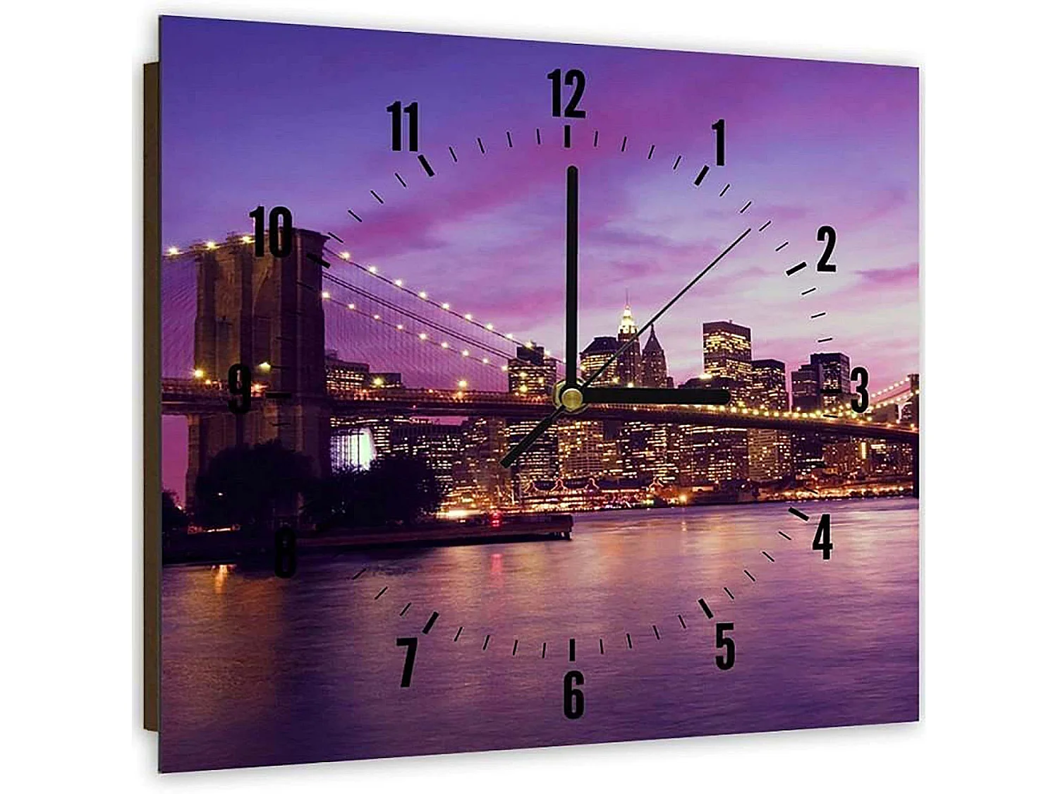 Horloge Murale Panoramique Ville Lumineuse Design Urbain - 40 x 40 cm