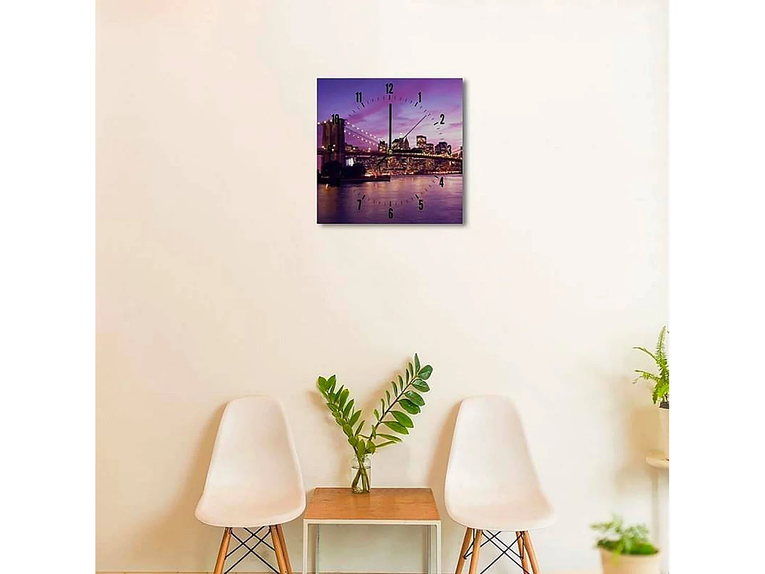 Horloge Murale Panoramique Ville Lumineuse Design Urbain - 40 x 40 cm