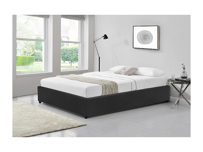 Opbergbed van Zwart Fluweel 140x190 cm Kennington
