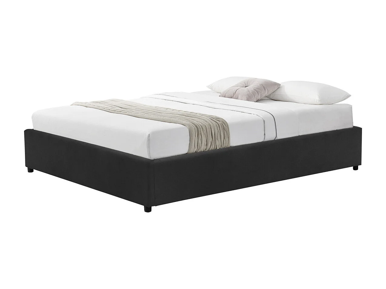 Structure de lit coffre en velours noir 160x200 cm KENNINGTON