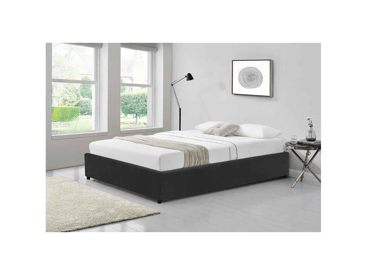 Giroletto contenitore in velluto nero 160x200 cm KENNINGTON