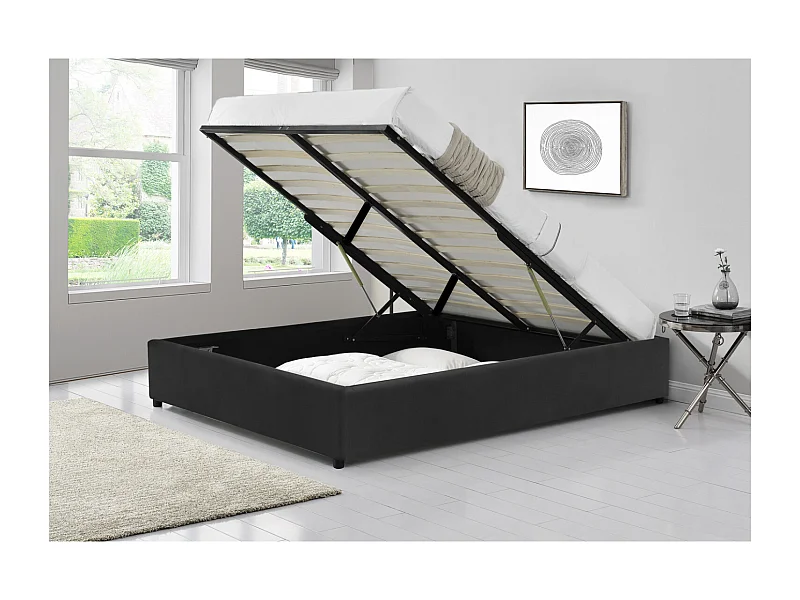 Bed met Opbergruimte van Zwart Fluweel 160x200 cm Kennington