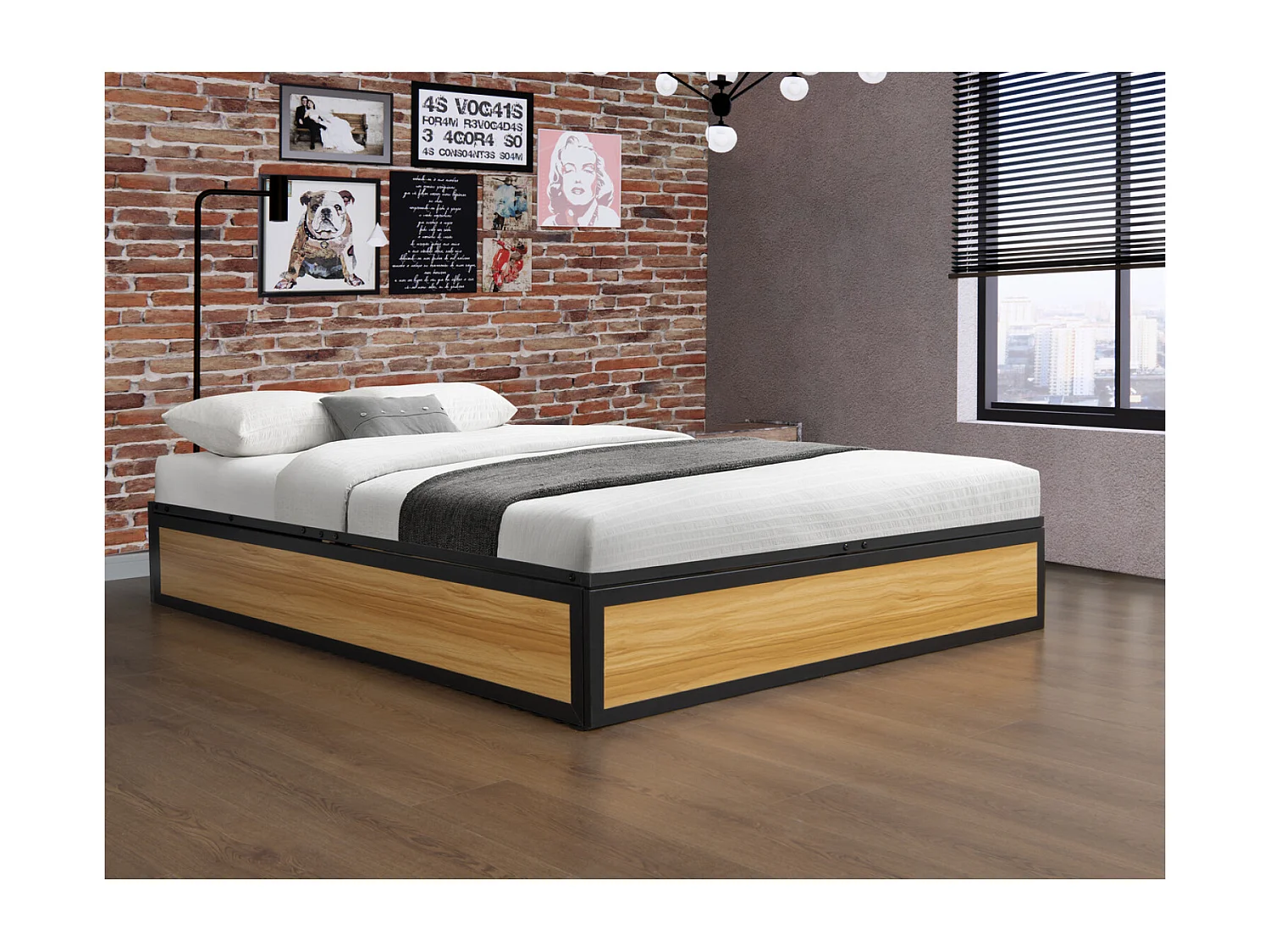 Lit coffre industriel 160 x 200 cm JERSEY