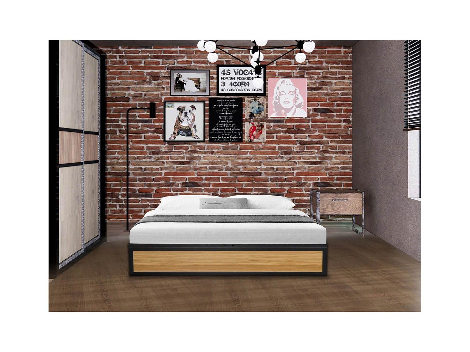 Lit coffre industriel 160 x 200 cm JERSEY