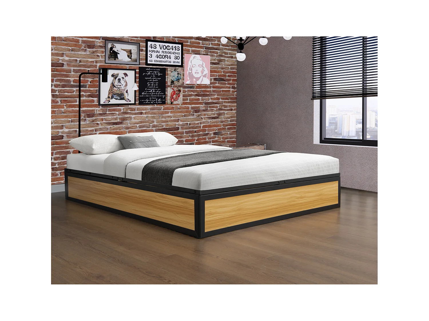 Lit coffre industriel 160 x 200 cm JERSEY